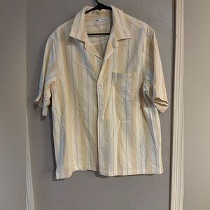 Zara Men's Beige Striped Button Down Shirt
